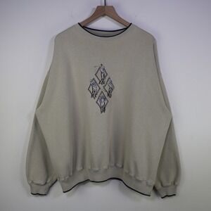 Vintage 90s MC Sport Golf Embroidered Crewneck Sweatshirt 2X Beige Oversized‎